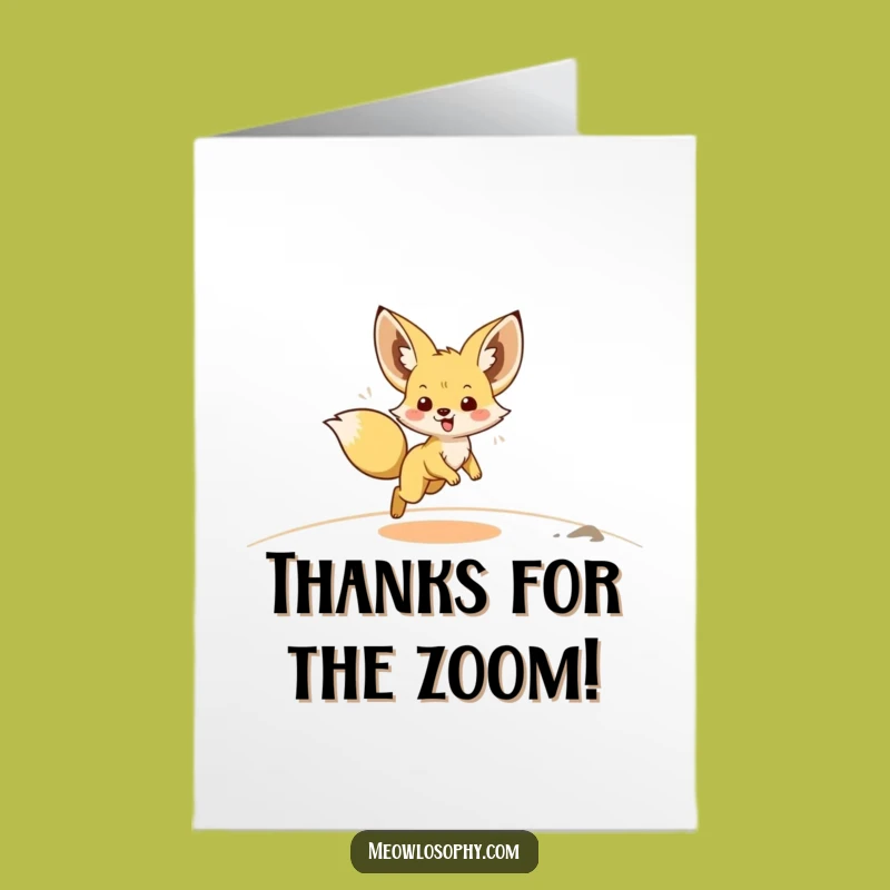 Free Printable Fennec Fox Thank You Card: Zoomie Fun Downloadable Gift