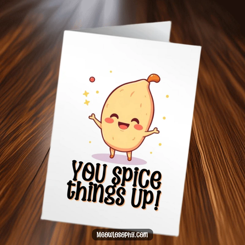 Funny Free Printable Thank You Card with a smiling fajita spice character sprinkling shimmery sparkles to express heartfelt thanks.