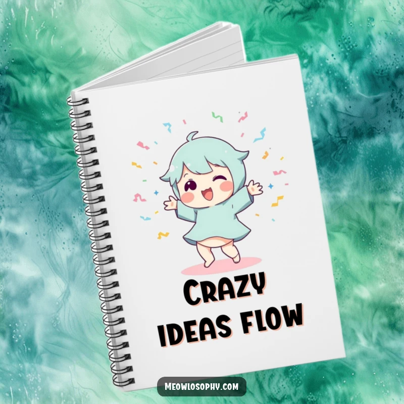 Funny Dancer Notebook: A playful character dancing with streamers, ideal for jotting down ideas with energy and fun.