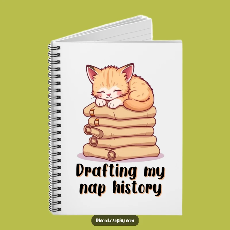 Funny Sleepy Kitten Notebook: Ancient Scrolls & Cat Dreams, Journal Gift