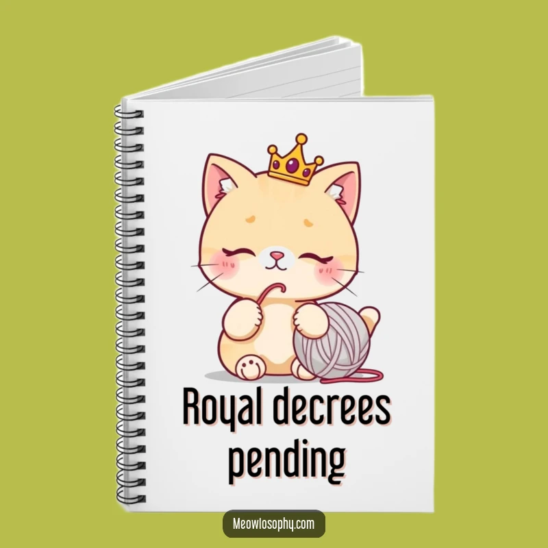 Funny Cat Crown Notebook: Regal Feline Yarn Ball Journal Gift
