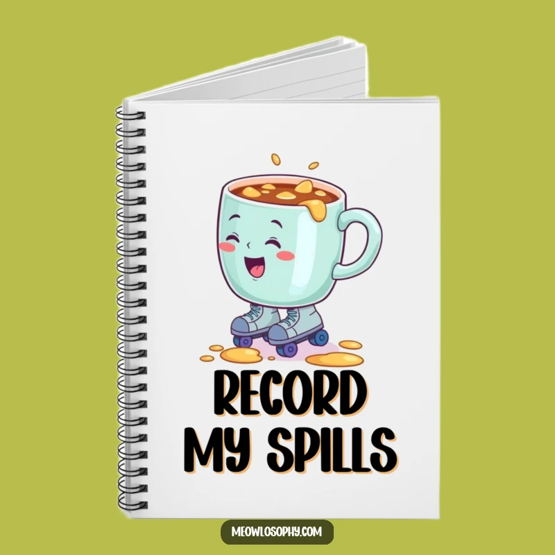 Funny Coffee Mug Roller Skater Notebook, Journal for Hilarious Thoughts & Ideas