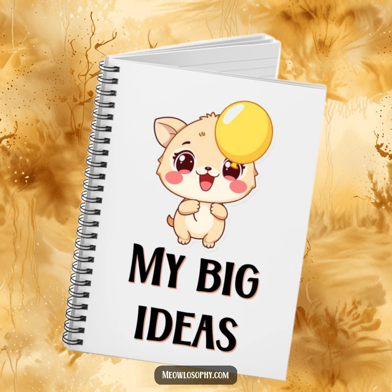 Funny Excited Animal Notebook featuring a character with wide eyes holding a balloon. A humorous and useful item for notes.