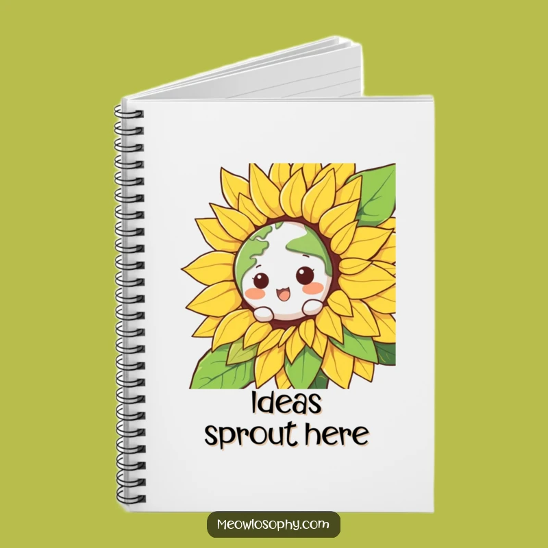 Funny Kawaii Earth Sunflower Notebook - Hilarious Journal & Gift Idea