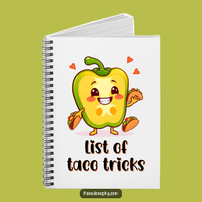 Funny Pepper Taco Writer Notebook - Veggie Fiesta Journal, Perfect Humorous Gift
