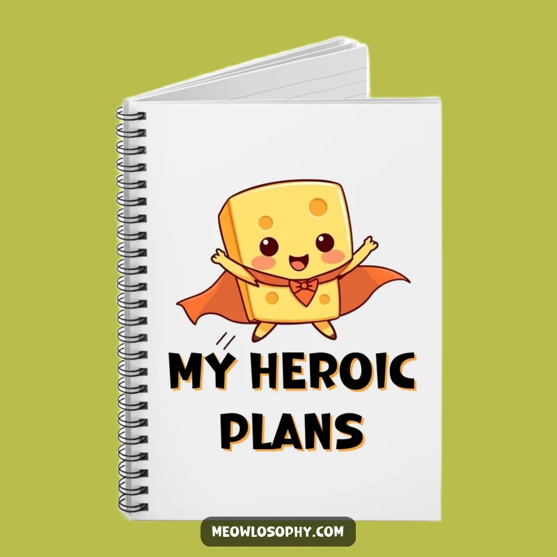 Funny Flying Cheese Superhero Notebook, Journal for Dairy-Inspired Adventures