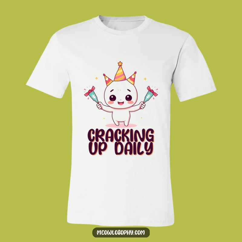 Funny Juggler T-Shirt: Adorable Character with Crackers, Hilarious Party Tee