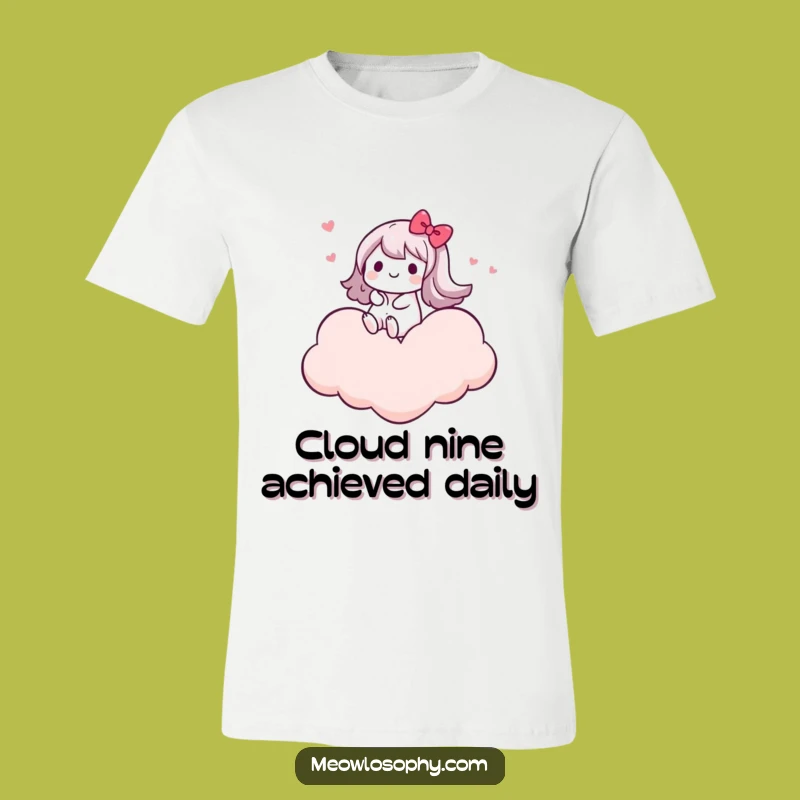Funny Kawaii Cloud Rider T-Shirt: Wearable Joy on Heart Clouds