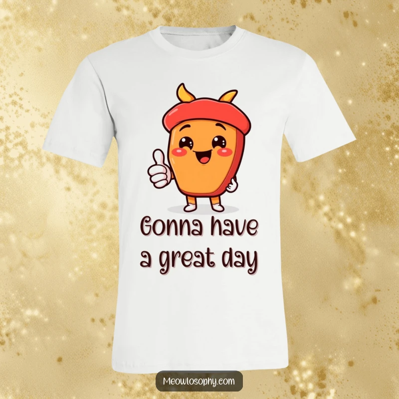 Funny kawaii fajita ingredient giving a thumbs-up with a cheesy grin, printed on a humorous, food-themed t-shirt.