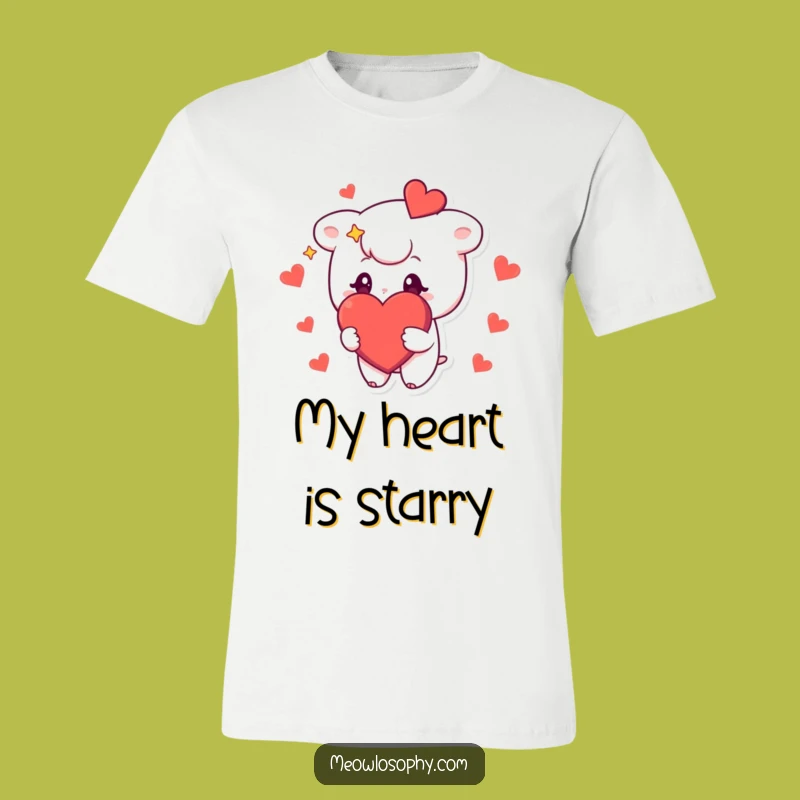 Funny Starry-Eyed Character T-Shirt: Wear Your Heart with Love