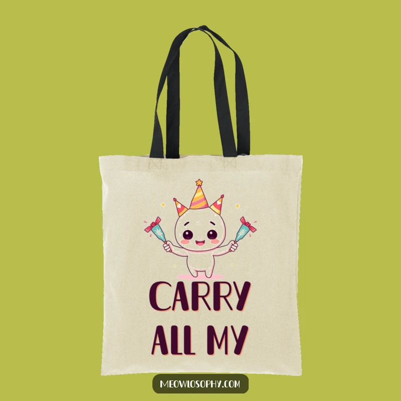 Funny Juggler Tote Bag: Adorable Character with Crackers, Stylish Party Carryall