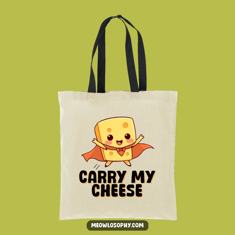 Funny Flying Cheese Superhero Tote Bag, Hilarious Carry-All for Dairy Lovers