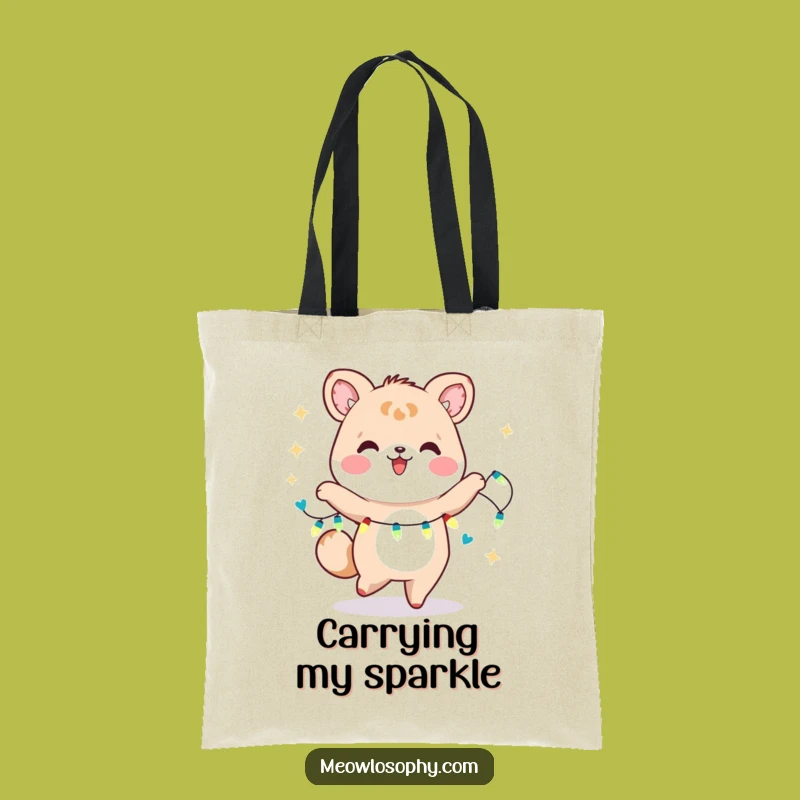 Funny Kawaii Dancer Tote Bag: Joyful Animal with Fairy Lights, Stylish Accessory Gift