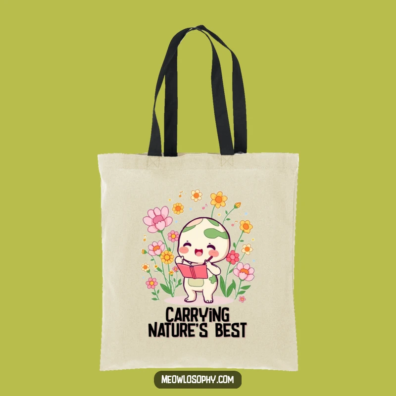 Funny Earth Conducting Flowers Tote Bag: Carry Your Essentials with Harmonious Blooms and Style