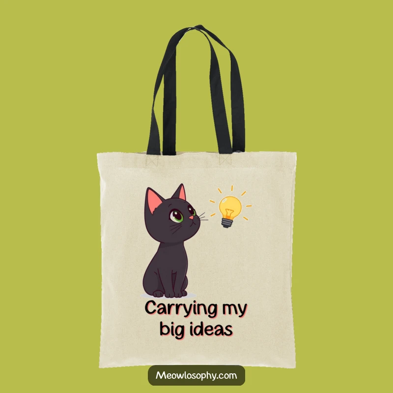 Funny Black Cat Lightbulb Tote Bag: Carry Your Bright Ideas in Style
