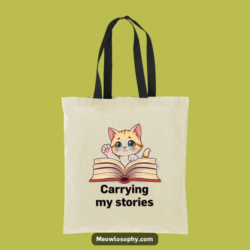 Funny Curious Cat Book Tote Bag - Carry Your Knowledge Gift