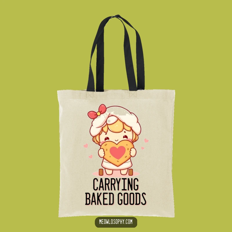 Funny Kawaii Baker Tote Bag: Heart Bread, Perfect Gift for Groceries