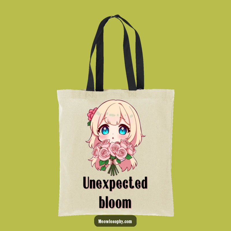 Funny Surprise Tote Bag: Carry Your Laughs with a Shocked Character and Sparkly Roses