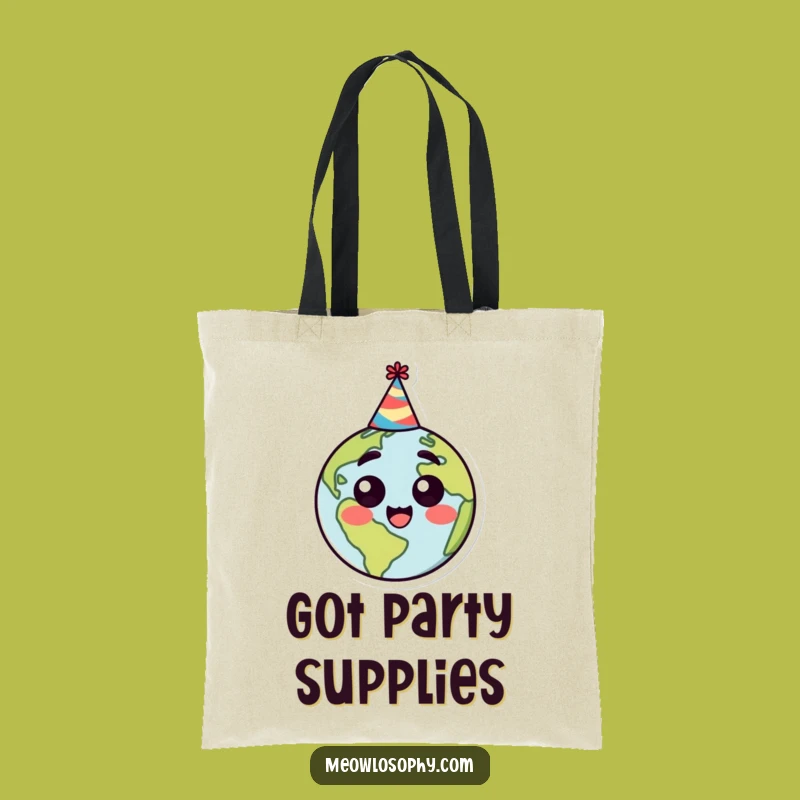 Funny Earth Party Hat Tote Bag: Carry Your Essentials with Celestial Surprise and Style