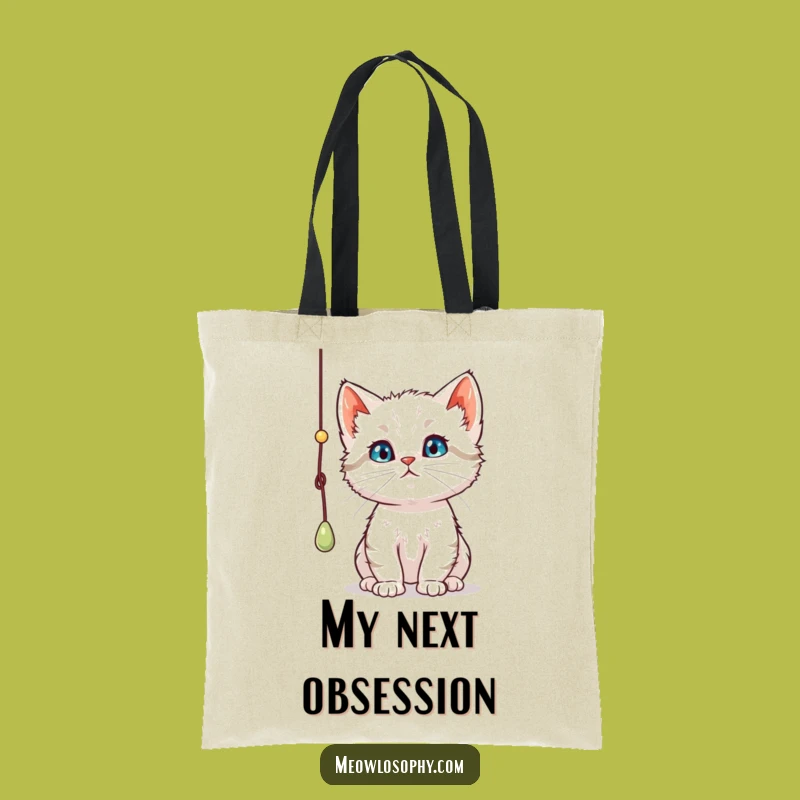 Funny Curious Kitten Tote Bag: Thoughtful Cat String Play, Eco-Friendly Gift Bag